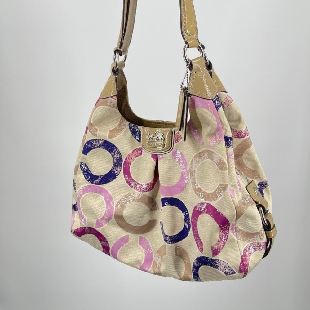 Y2K Coach Rare Hobo Bag Purse Madison Metallic OP Art Print Colorful Designer